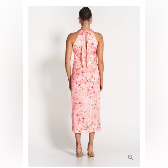 NWT Sofia the Label - Amelie High Neck Satin Dress - Pink Blossom - 12/L - Picture 3 of 9